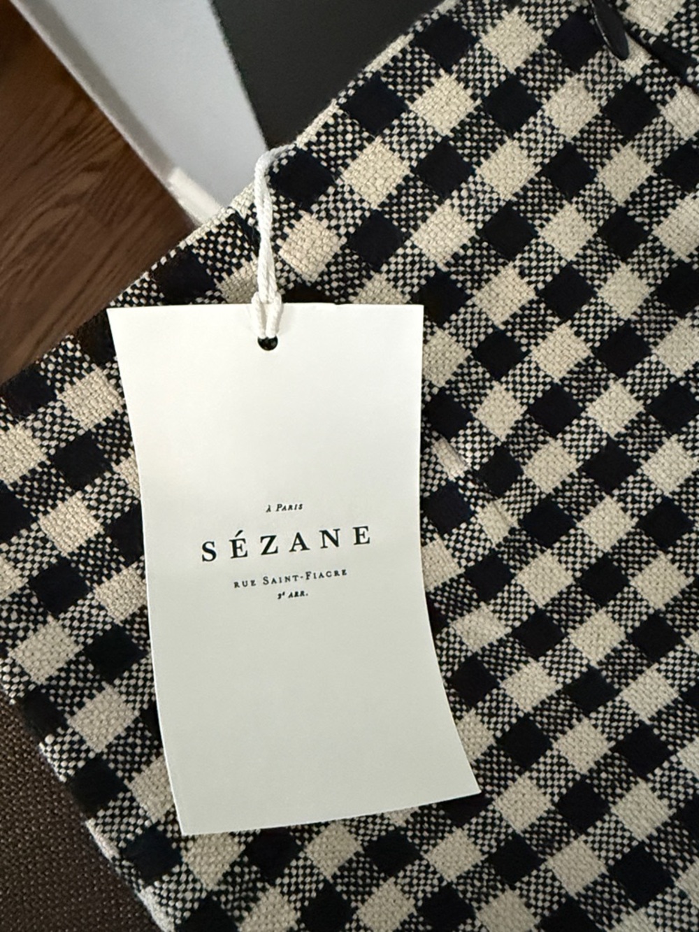 Sezane Malia Mini Skirt Black/Ecru Gingham Size 34 New With Tags - Picture 5 of 6